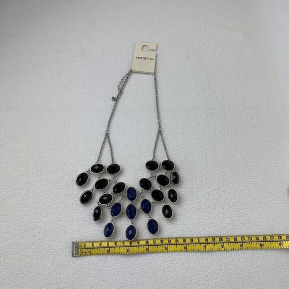 Arden B Triple Row Beaded Necklace Reversible Blue Black Ivory - Picture 6 of 8